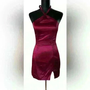NWT Luvalot Halter Satin Mini Dress Size 4
